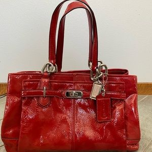 Red patent leather Coach purse